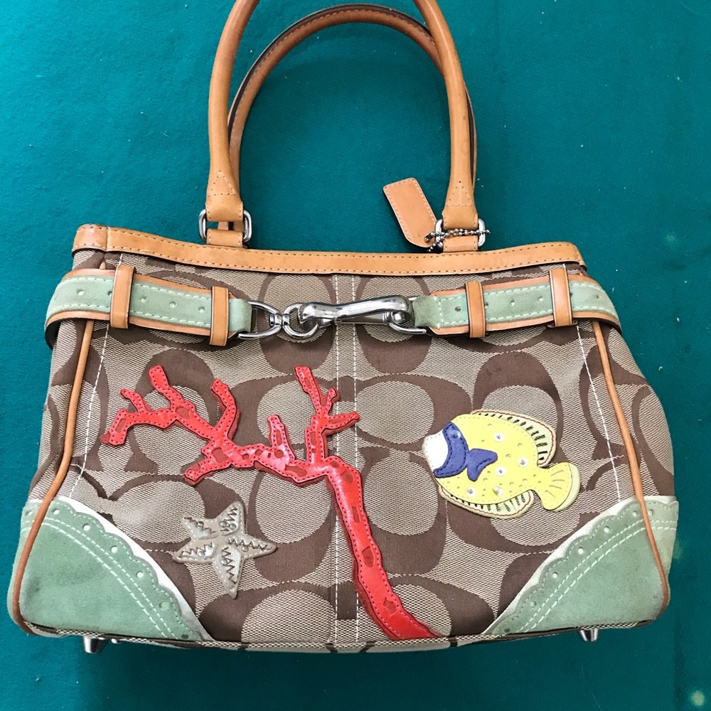 Authentic Coach purse Coral & Fish Appliqués